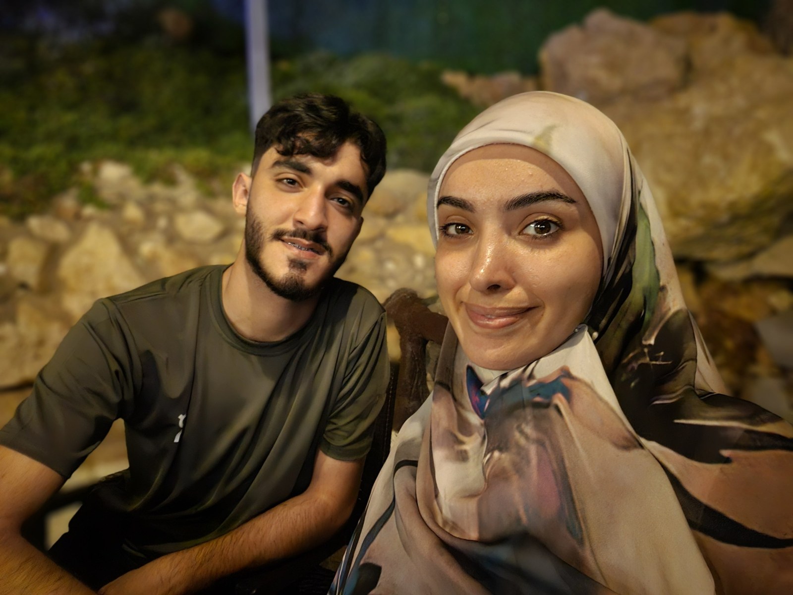 Alaa and her brother sharing an evening together